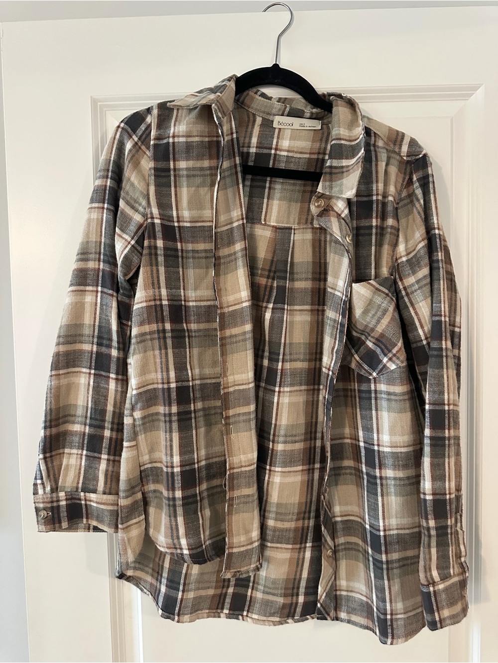 Becool women’s flannel - brown/black/white
